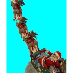 Vtg Jaimy Christmas Santa Sleigh 8 Flying Reindeer Figurine Sculpture 16” T